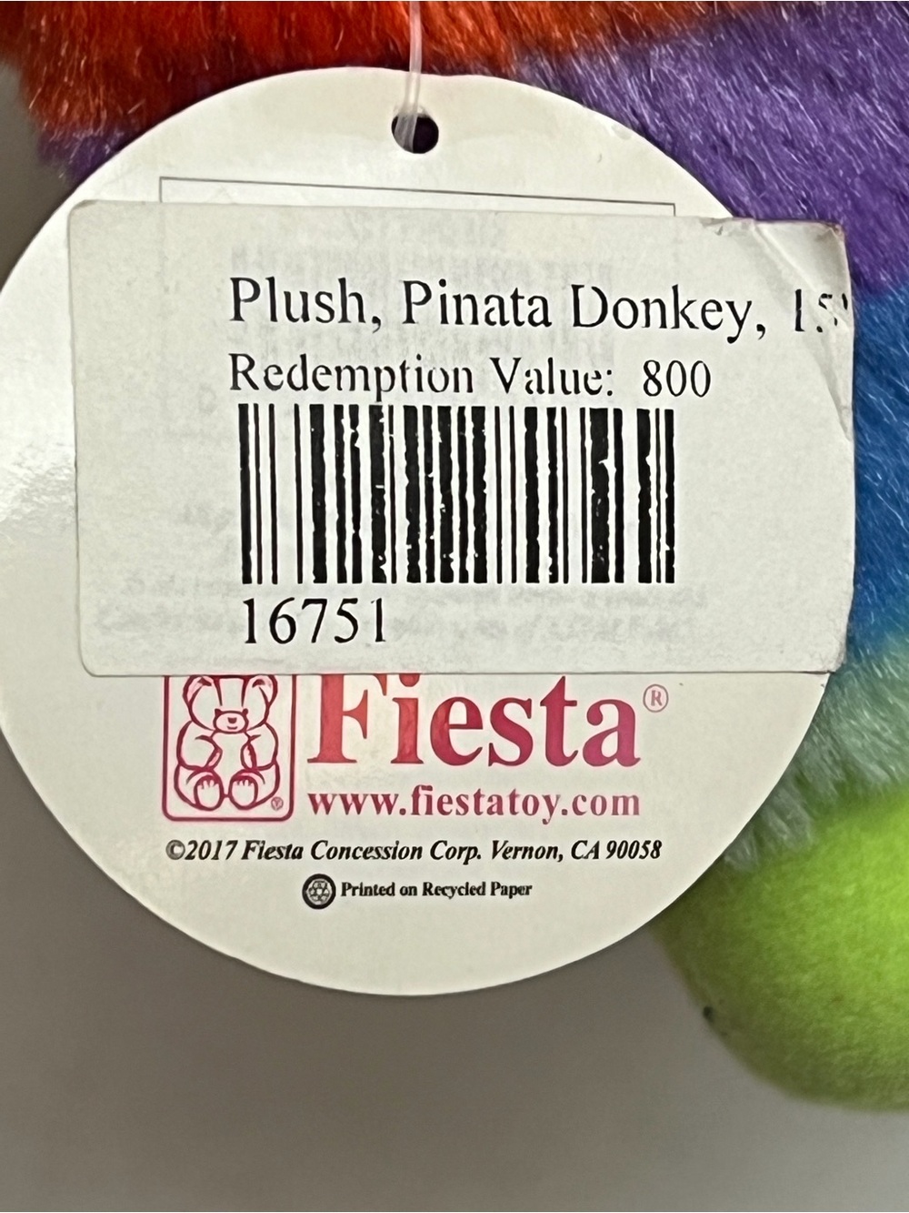 Fiesta Rainbow Plush Donkey - Multicolor - Picture 4 of 11